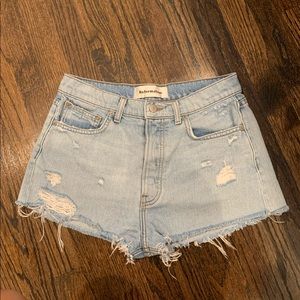 Reformation Dixie Distressed High Rise Jean Shorts